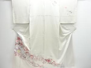 霞に草花模様訪問着